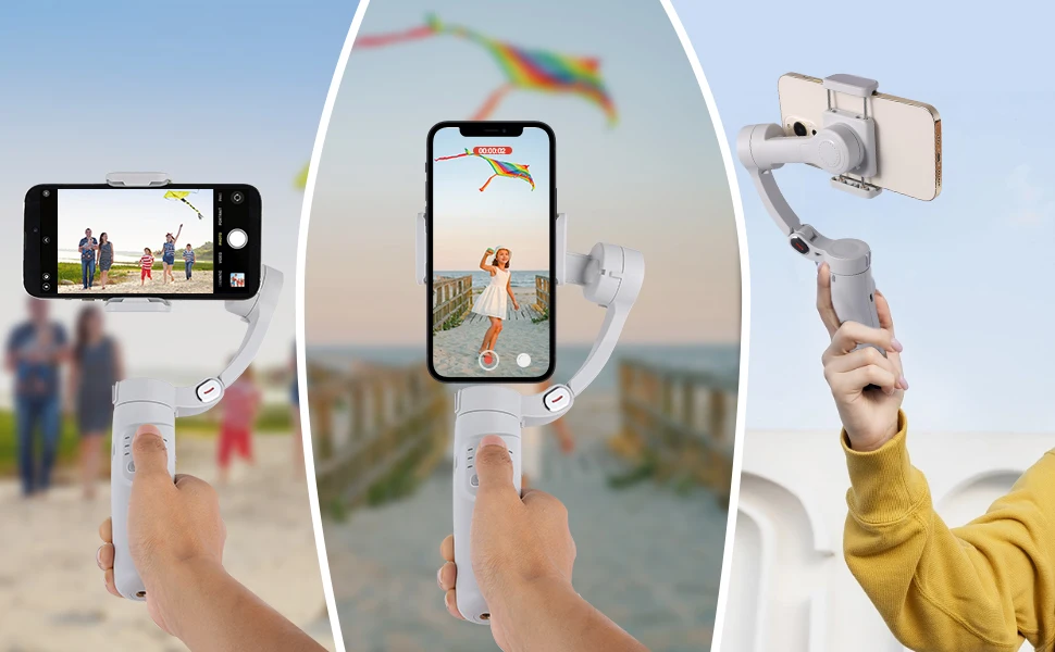 Stabilizzatore a 3 assi pieghevole per smartphone, iPhone e Android, ideale per riprese video e vlog._voghion.com