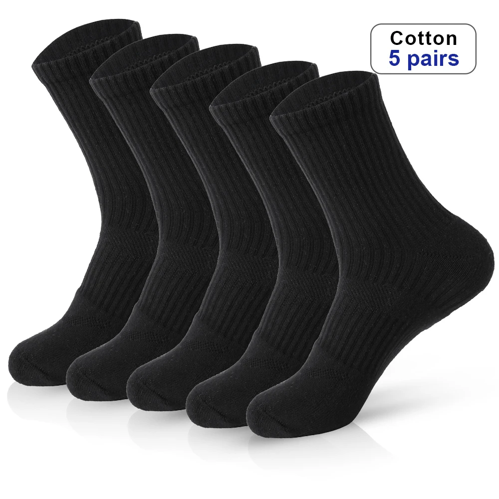 Mens Moisture Wicking Outdoor Hiking Work Cotton Socks Compression Cushion Crew Socks Leisure