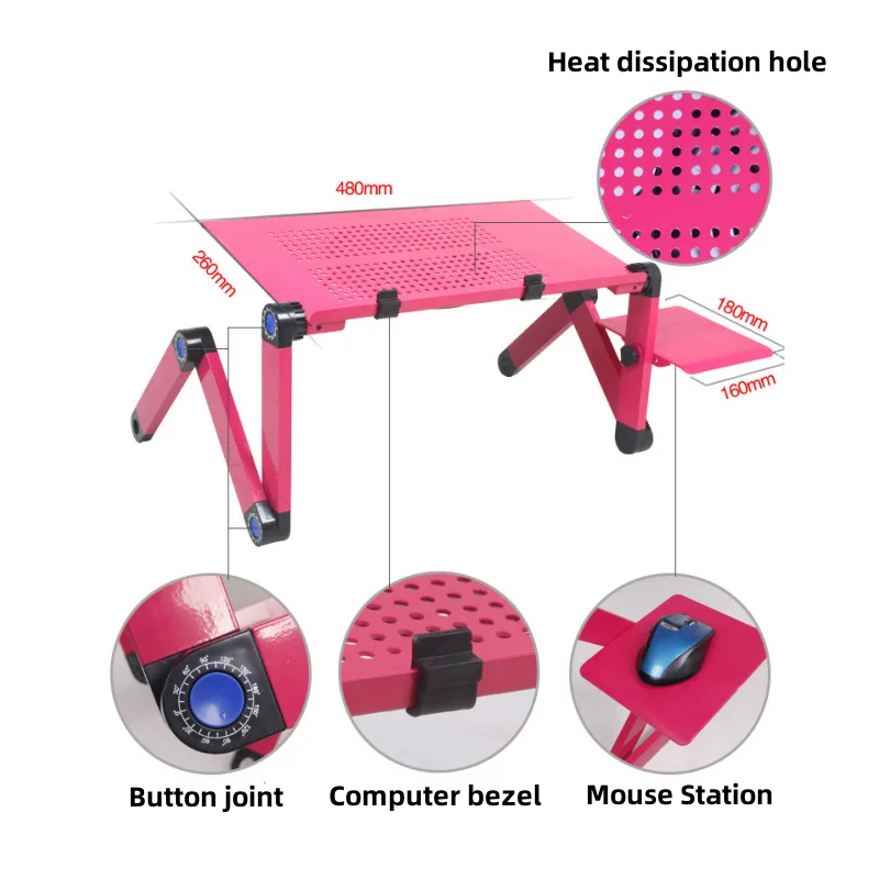 Laptop Desk Stand Adjustable Portable Aluminum Ergonomic Lapdesk For TV Bed Sofa PC Notebook Table With Mouse Pad