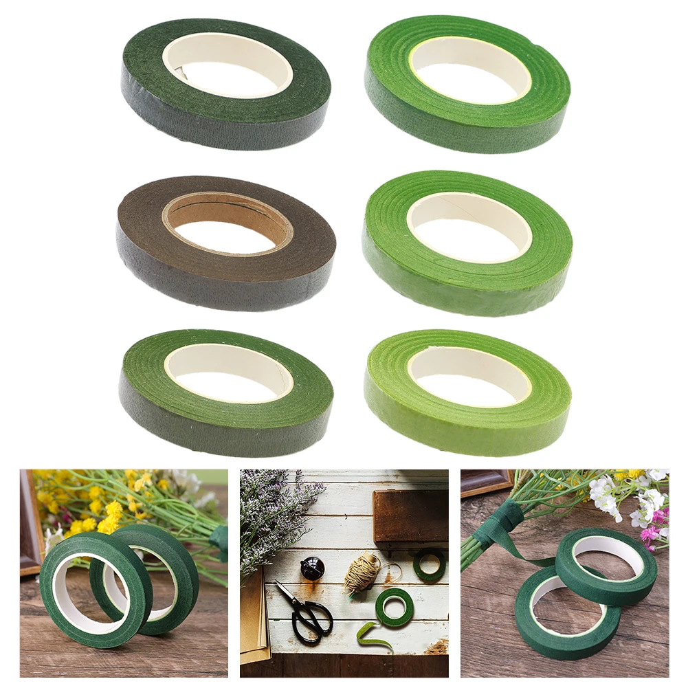Professional Grade Floral Stem Tape 30 Yard 12MM Width Green and Brown Perfect for Flower Wrapping and Decoration