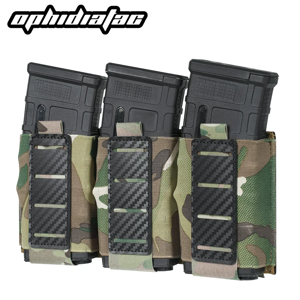 OphidianTac Mag Pouch Triple 5.56 Mag Carrier Carbon fiber Elastic MOLLE System Hunting Holster