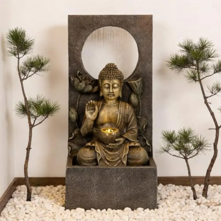 Buddha Waterfall Fountain Outdoor Zen Garden Decoration
