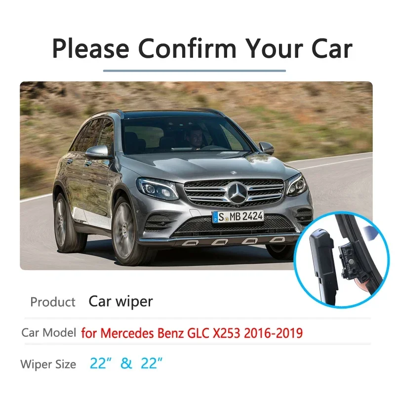 Kit Tergicristalli Anteriori Da 22 Pollici Per Mercedes-Benz Classe C E GLC (2016-2022) – Ricambi Originali In Gomma Naturale