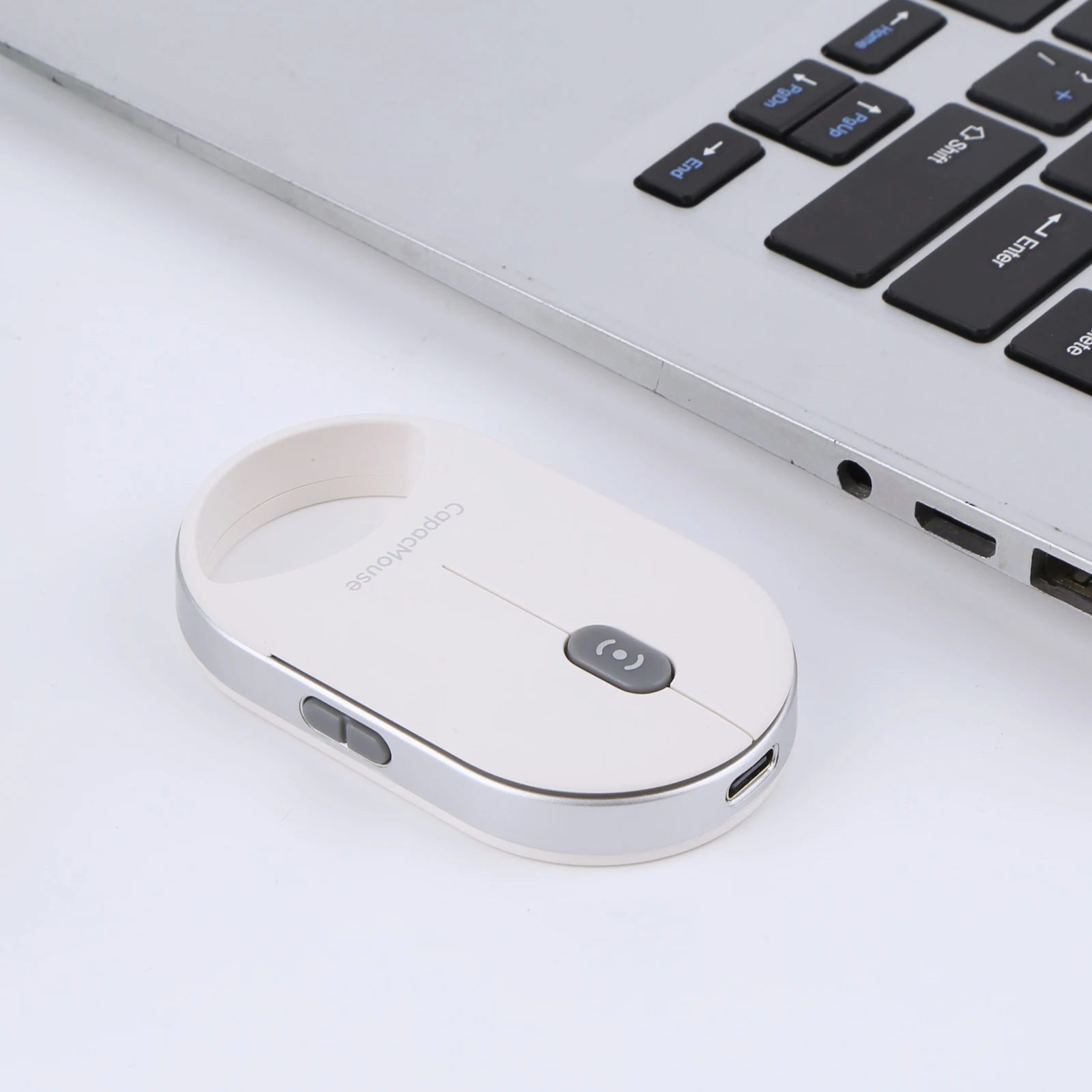 Ultra Thin Wireless Computer Mouse with USB Receiver Mini Capacitive Mouse Cordless Mice 4 Adjustable DPI for Laptop PC Computer