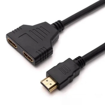 HDMI 호환 2 듀얼 포트 Y 분배기, 1080P HDMI 호환 V1.4 수-더블 암 어댑터 케이블, 1 인 2 아웃, 1 개
