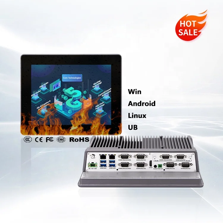 

10.4 inch ipctech J1900/J6412/i3/i5/i7 CPU Resistive/Capacitive Embedded Fanless Mini Panel Pc Industrial Tablet Computer