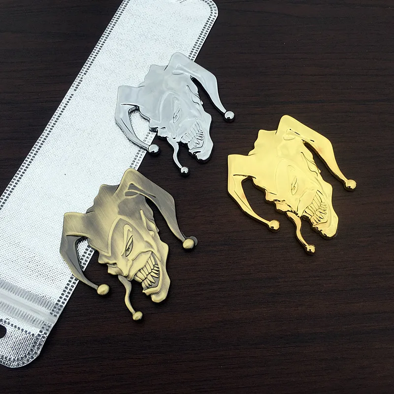 3D Metal Joker Clown Car Emblem Sticker Badge Decalcomania Per Renault Honda Cadillac Hyundai Bmw Audi Lada Chevrolet Peugeot Kia