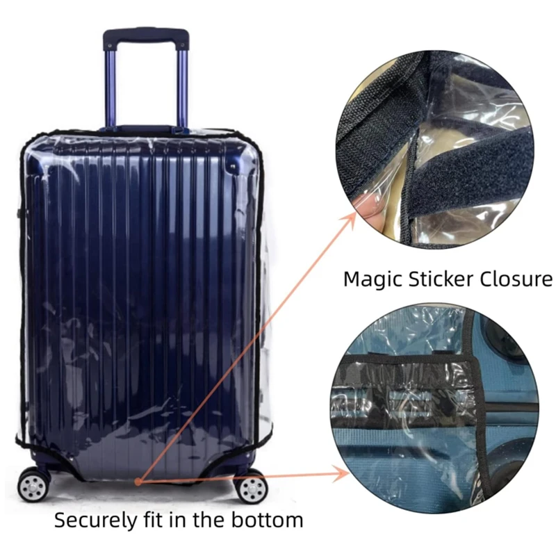 New 20-30inch Luggage Cover Transparent Protector Waterproof Thickened Suitcase Cover PVC Rolling Cover for Traveling Suitcase 5