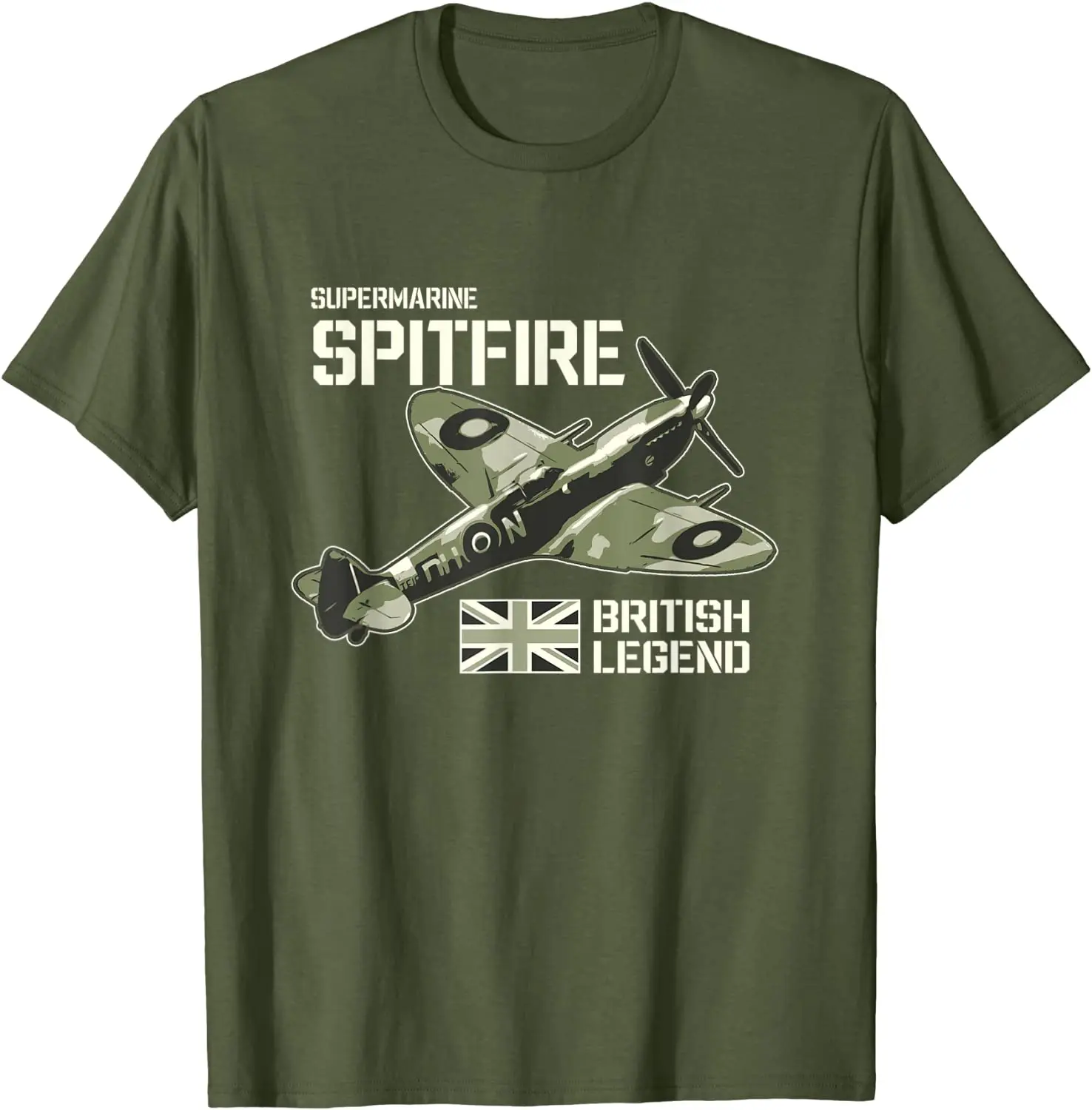 

Spitfire Fighter Aircraft British Legend WW2 Retro Plane T-Shirt Short Sleeve Casual 100% Cotton O-Neck Summer Tees