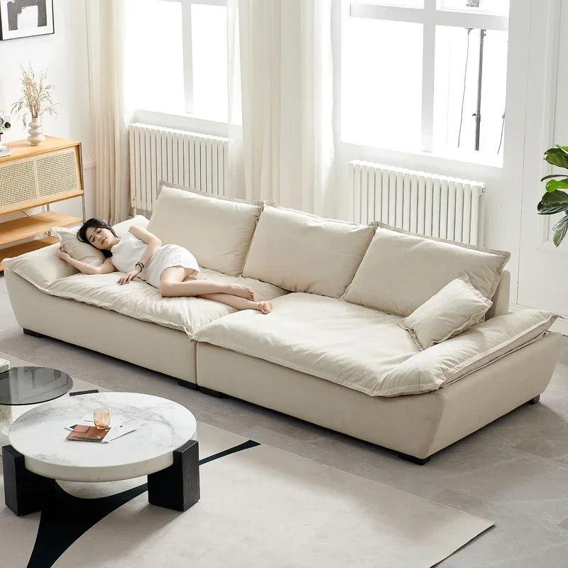 

Диван-парусник, Минималистичная кремовая сетчатая красная прямая сетка, очень глубокое сиденье, диван из ткани с кошачьими царапинами