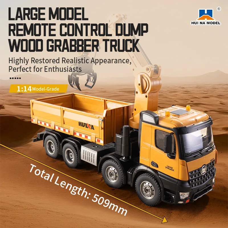 2025 HUINA 538 RC Car 26CH Tractor Remote Control Alloy Wooden Grab Bucket dump truck RC Engineering Car Toy Boy Gift 2
