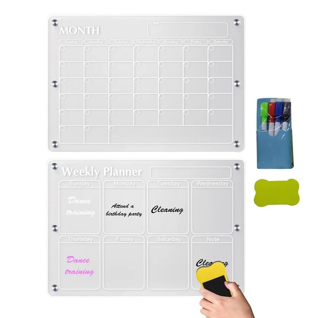 Fridge Magnet Sticker Calendar Weekly Planner Magnetic Dry Erasable  whiteboard Schedule Transparent Acrylic Fridge Message Menu - AliExpress