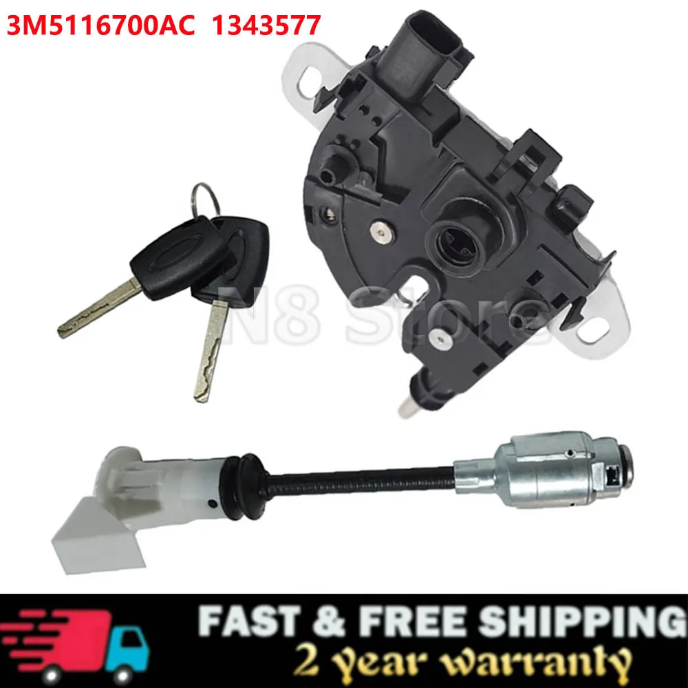 

1343577 длинный тип стержня крышки капота разблокировка фотоблокировки с 2 клавишами 3M5116700AC Блокировка для Ford Focus MK2 4M5AA16B970A