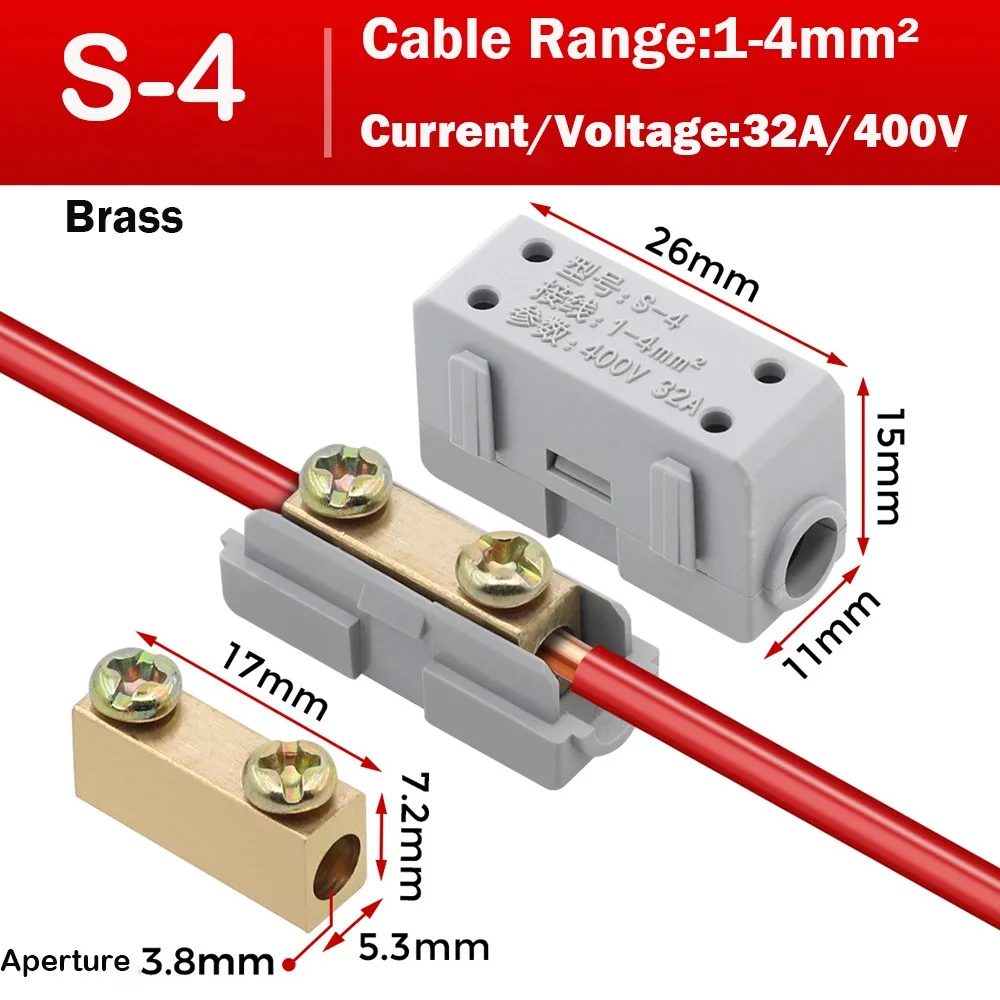 Brass High Power Electrical Cable Splice Splitter Connector