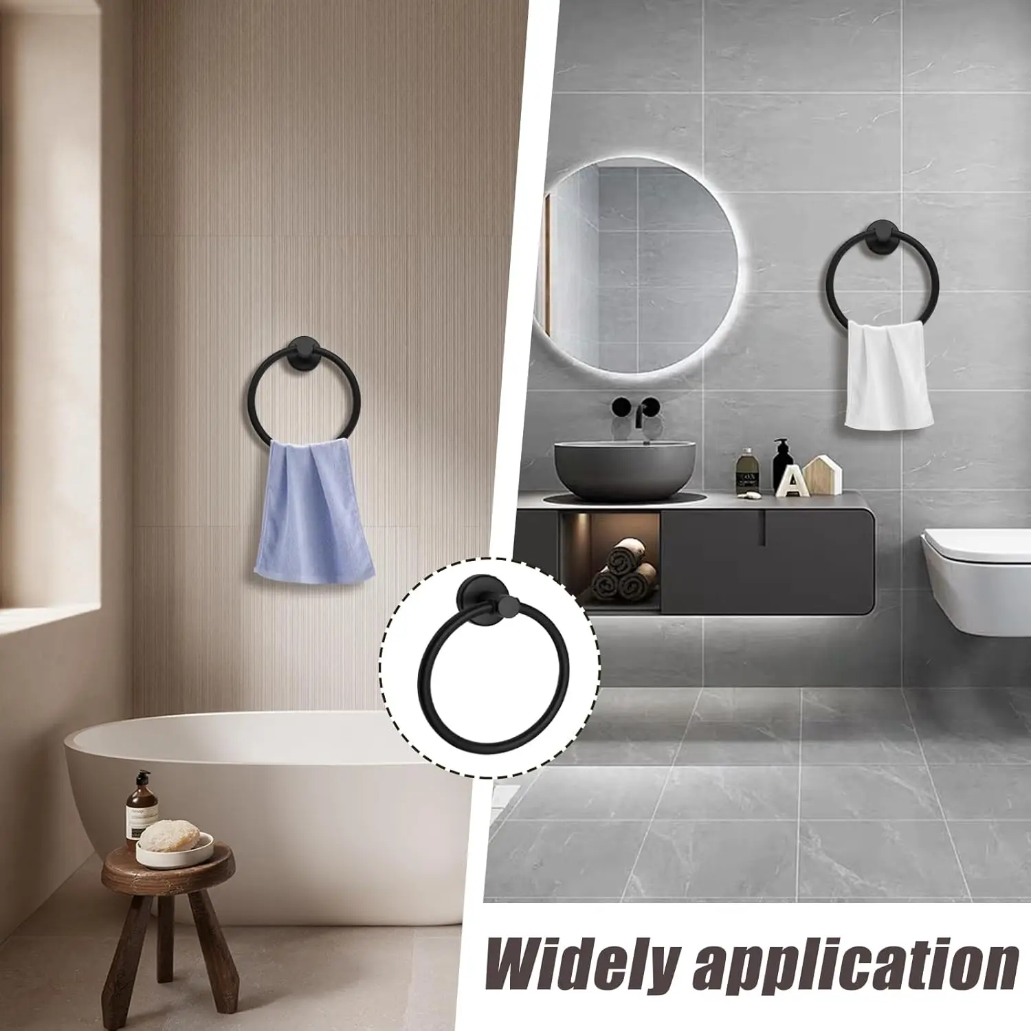 Bathroom Towel Ring Hardware Accessories Storage Holder 304 Stainless Steel Hand Towel Holder Round Hanger Racks