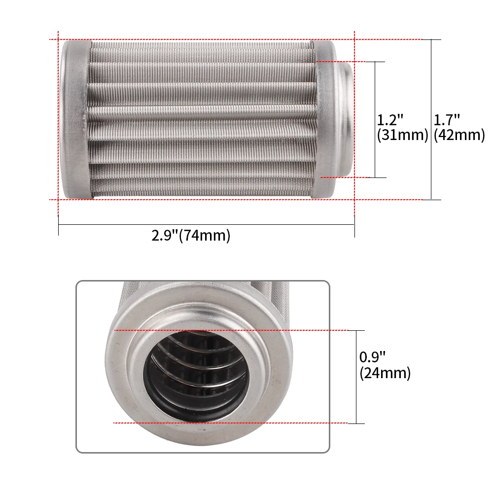 Fuel Filter 44MM/58MM Stainless Steel&Iron Element 60 Micron Ethanol Compatible Mesh AN6/AN8/AN10 Filter Accessories OFI065 fuel filter water separator