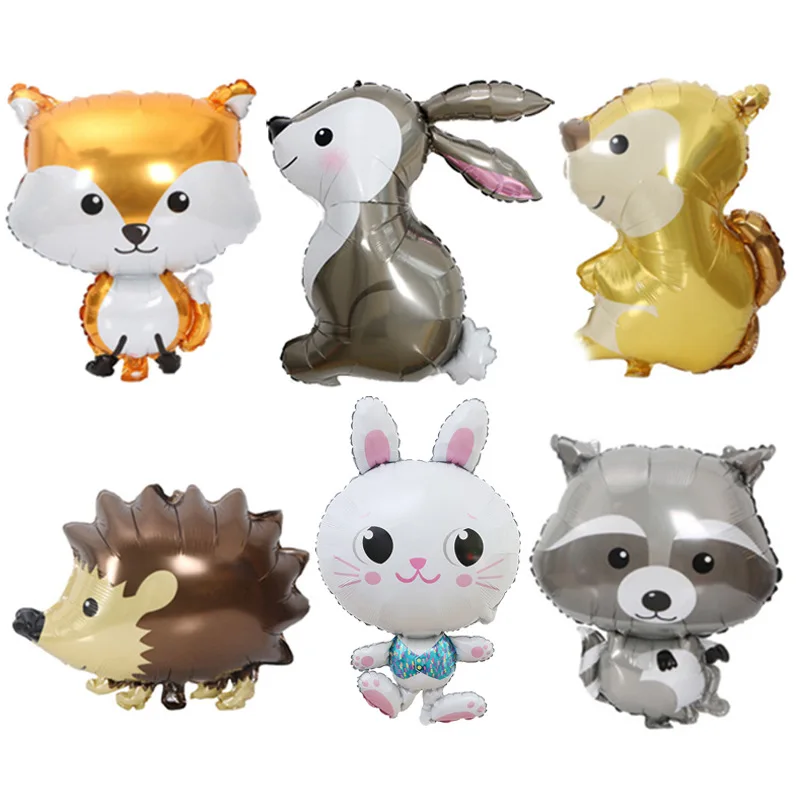 

Jungle Party Decor Cartoon Animal Balloons Fox Hedgehog Raccoon Aluminum Film Balloon Happy Birthday Party Decor Kids Ballons