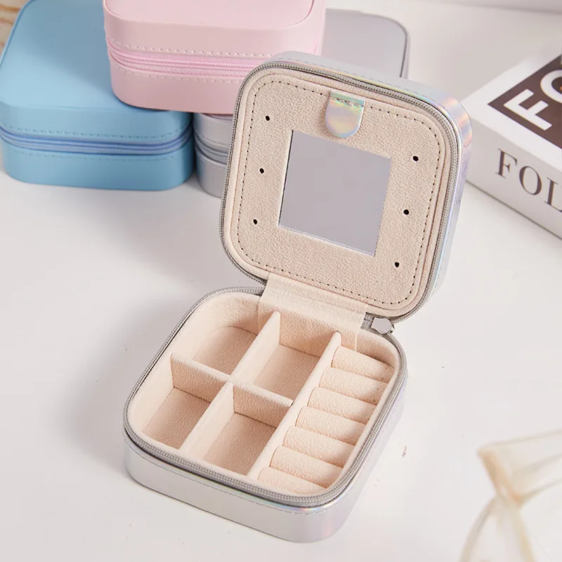 Jewelry Travel Case with Mirror,Small Travel Jewelry Organizer, Portable Jewelry Box Travel Mini Organizer Portable Display 5