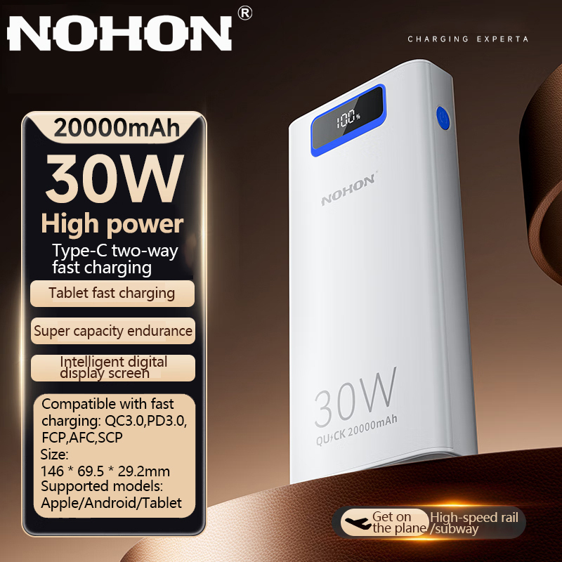 NOHON 30W Power Bank 20000mAh Fast Charging For iPhone 15 14 iPad Samsung Xiaomi 13 Huawei PowerBank Portable Battery Charger PD
