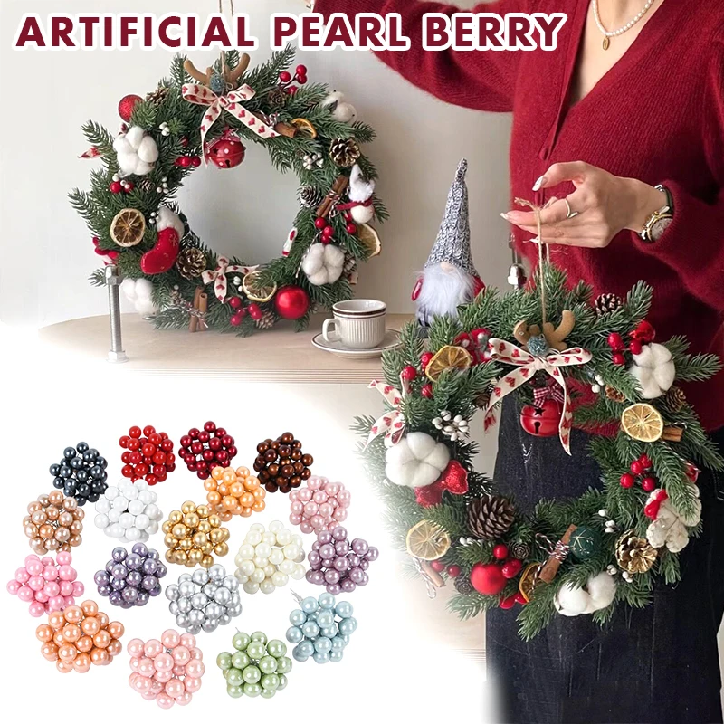 50/100Pcs Weihnachten Beeren Gefälschte Obst Künstliche Perle Blume Staubblätter Kirsche Hochzeit Weihnachten Dekoration Weihnachten Kränze Navidad – Detail 5