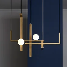 

Modern Glass Beans Led Chandelier Lustre Copper Dining Room Pendant Lights Foyer Ceiling Suspension Kitchen Island Lamp Fixture