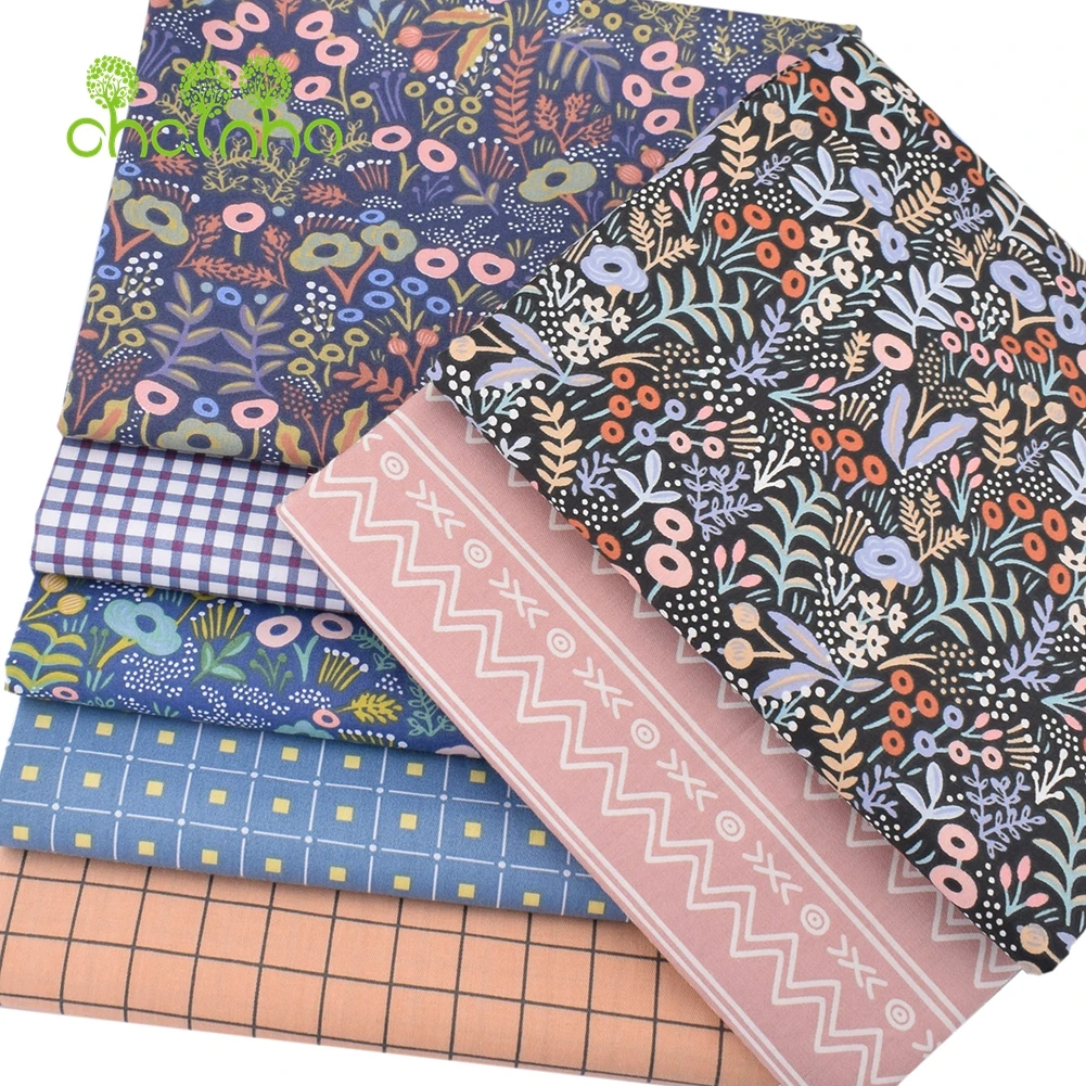 Chainho,Printed Twill Weave Cotton Fabric,Patchwork Cloth,DIY Sewing Quilting Material,Floral Series,2 Specification,CC242