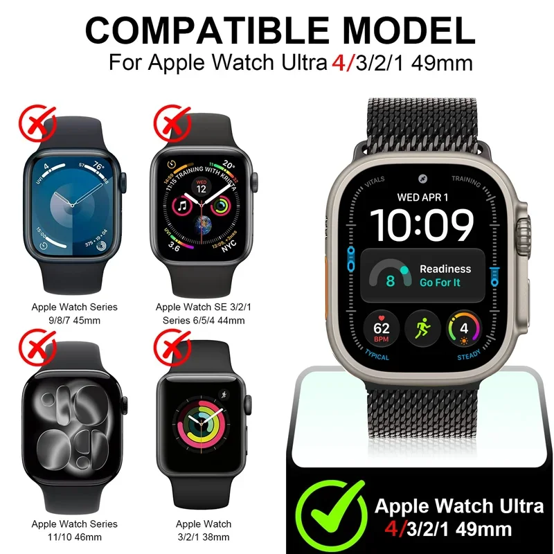 Premium Tempered Glass and Case for Apple Watch - 49mm Bumper with Screen Protector