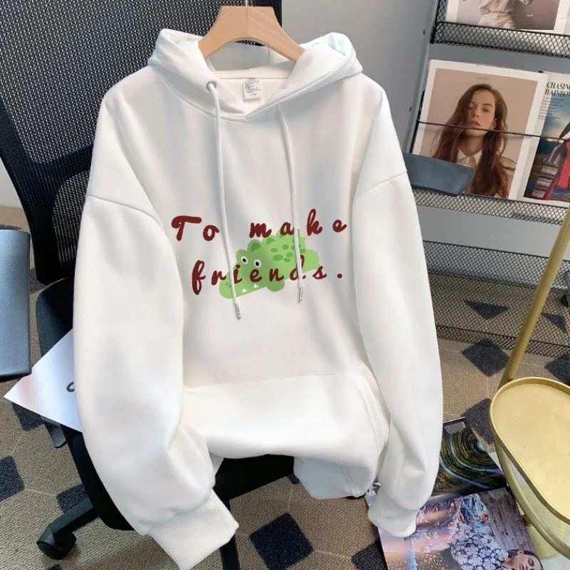 

Белая мешковатая толстовка, женская модная однотонная абрикосовая уличная ветровка с капюшоном в стиле Y2K, шикарный пуловер с длинным рукавом, новинка 2024, плюшевый Топ