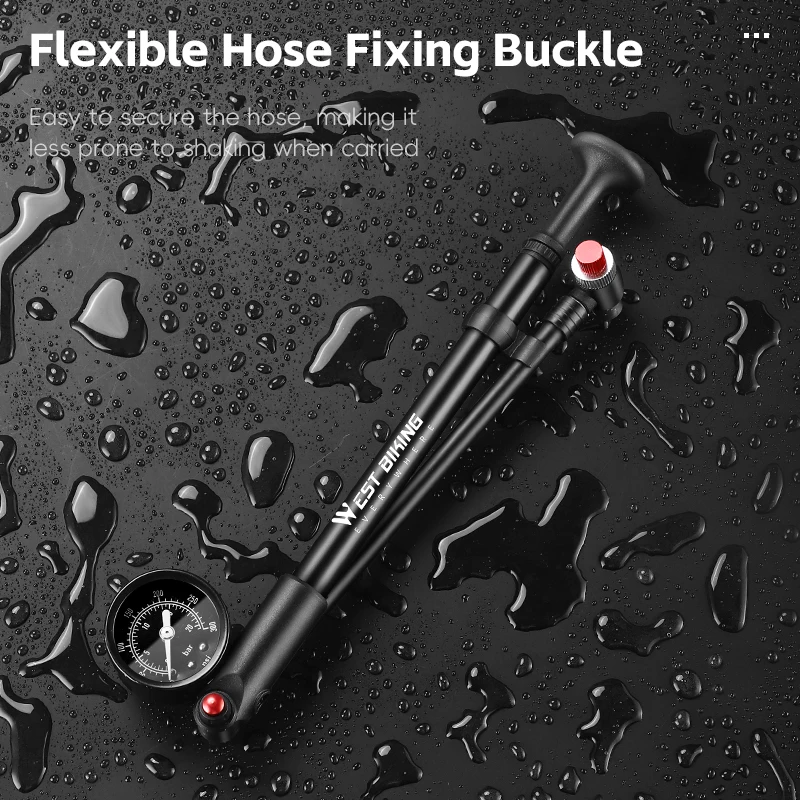 WEST BIKING Bicycle Pump 300PSI/400PSI High Pressure Bike Front Fork Pump Portable Schrader Valve Inflator Bike Accessories