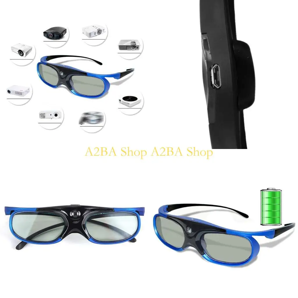 Occhiali A2BA con otturatore attivo, ricaricabili, compatibili con DLP-Link, Optama, Acer, BenQ e ViewSonic per proiettori Sharp._voghion.com