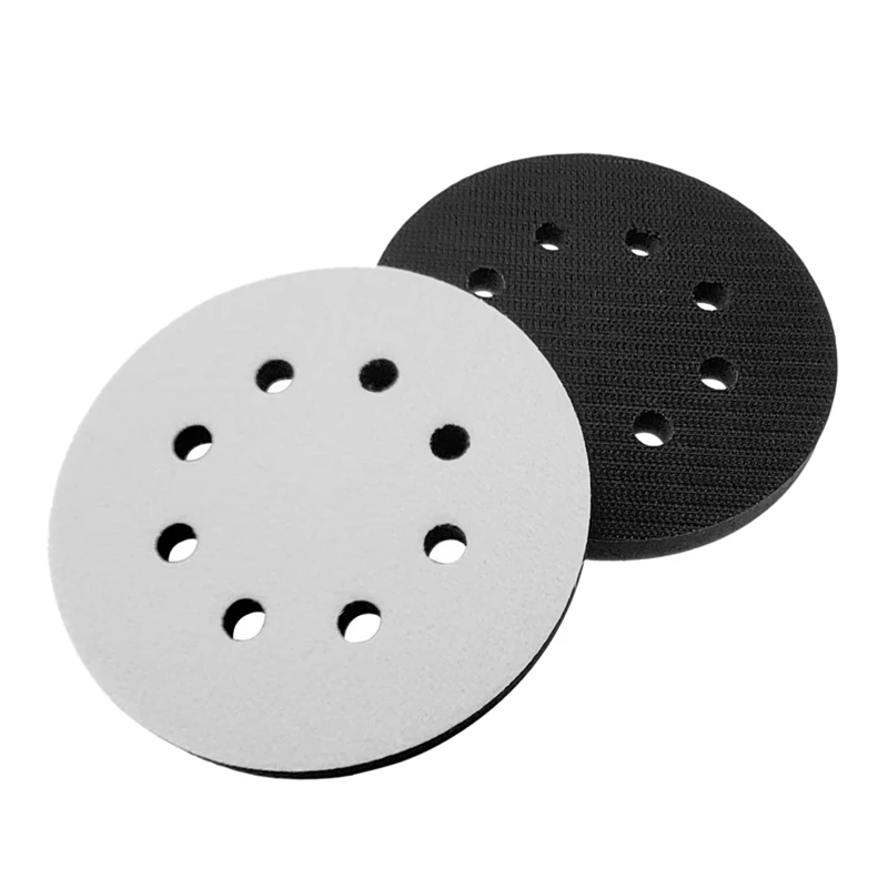 2PCS 5 Inch(125Mm) 8 Hole Soft Sponge Interface Pad for Sanding Pads and Hook and Loop Sanding