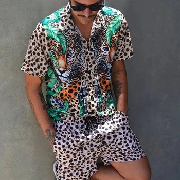 Leopard Short Sleeve Shirt And Shorts