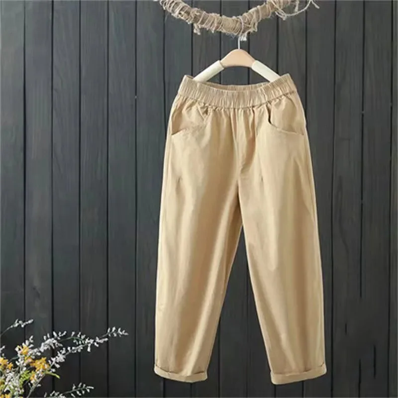 

8XL весенне-летние модные женские белые джинсовые брюки свободного кроя, повседневные джинсовые брюки большого размера до щиколотки с эластичным поясом