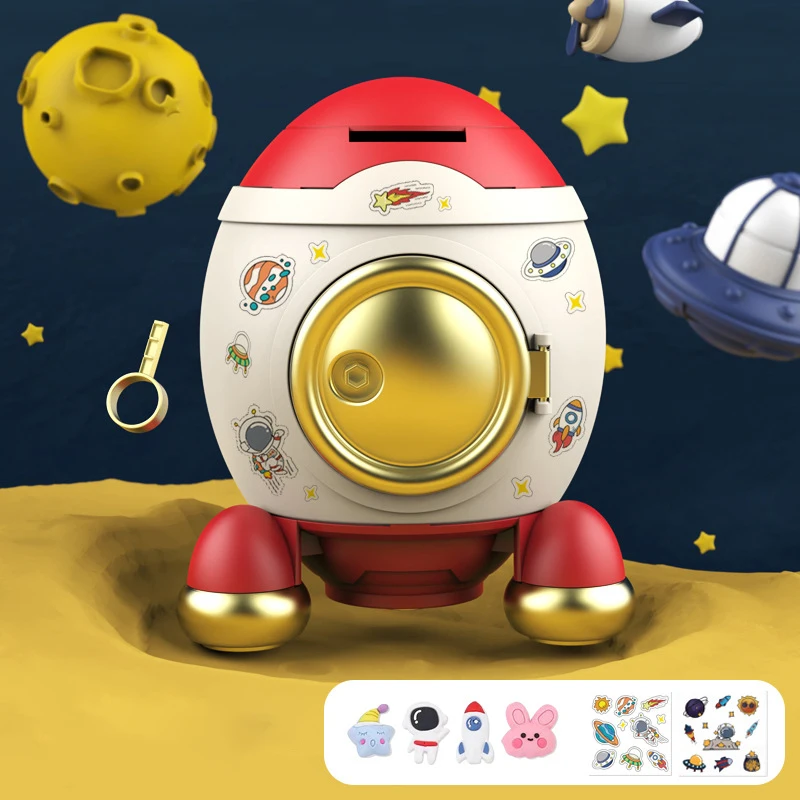 Rocket Shaped Money Box Kindergarten Children Accessible Financial Tool Boys Toy Holiday Durable Birthday Gift