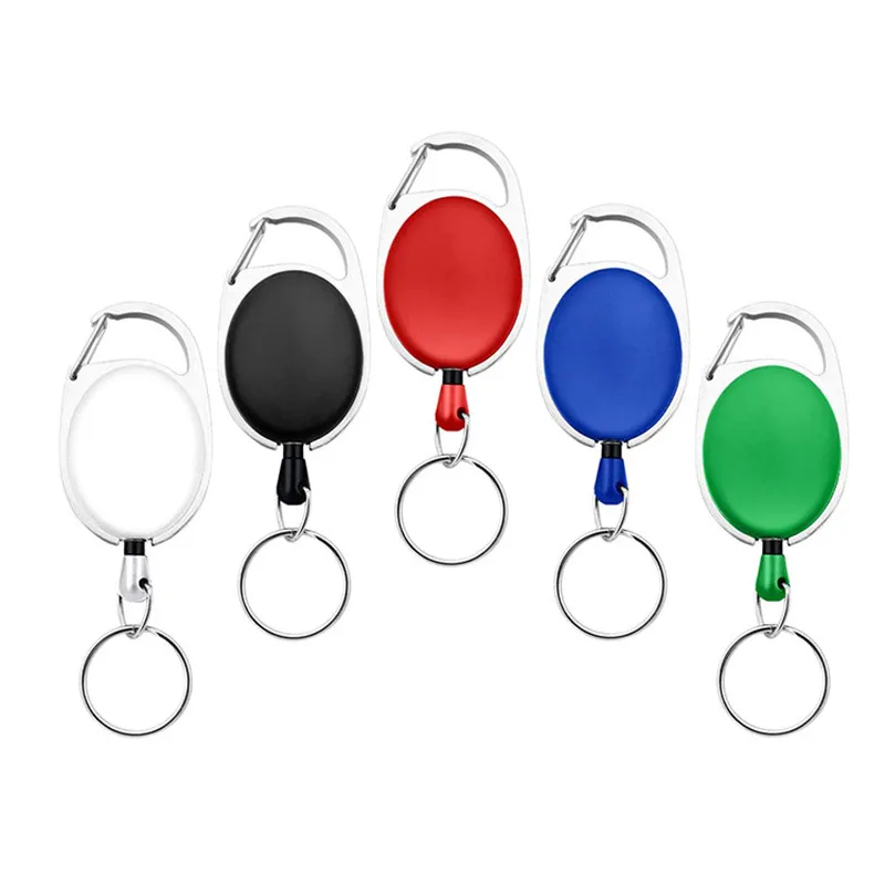 Retractable Badge Reel 1pc Metal Key Ring Waist Buckle ID Name Tag Card Carabiner for Staff Doctor Access Pass IDCard Keychain heavy anti lost yoyo car key ring waist buckle outdoor zinc alloy carabiner for staff doctor access pass retractable badge reel