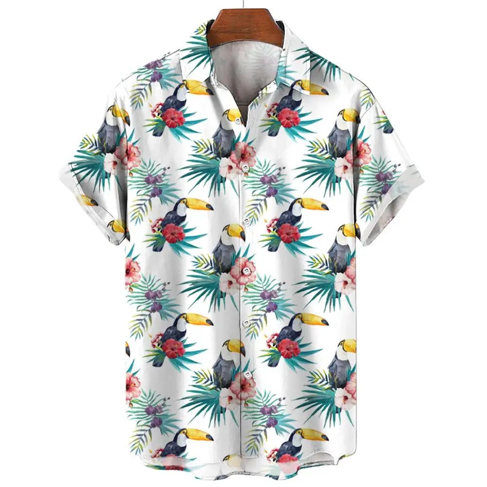 

Men's Hawaiian Shirts 3D Print Birds Graphics Fashion Button Short Sleeve Lapel Streetwear Hawaiian Blouse shirts for men Summer