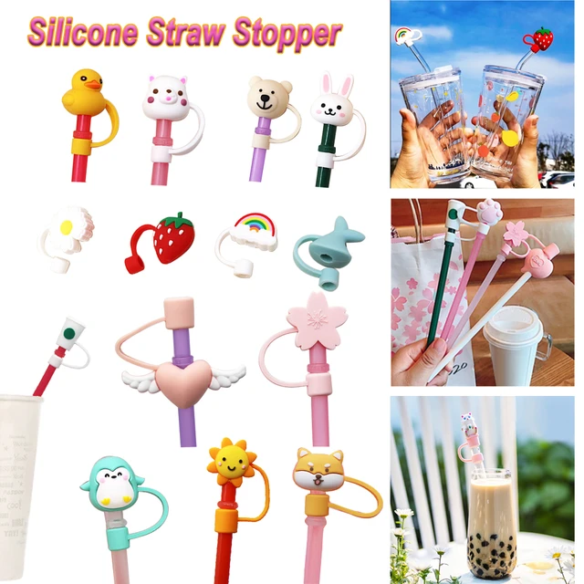 1PC Cute Silicone Straw Plug Creative Cartoon Straw Stopper Splash