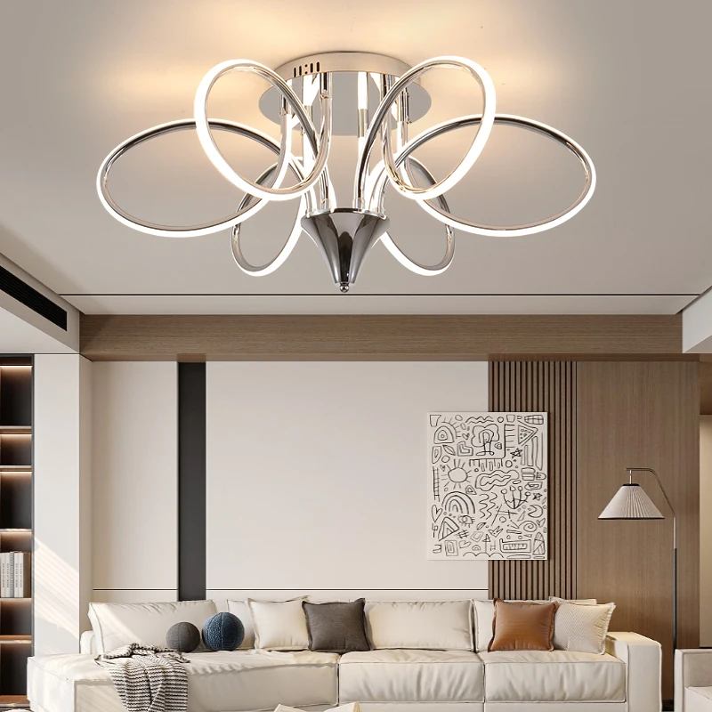 NEO Gleam Remote Controller Modern Led Ceiling Lights for Living Room Bedroom Dimmable Ceiling Lamp Fixtures Chrome/Black