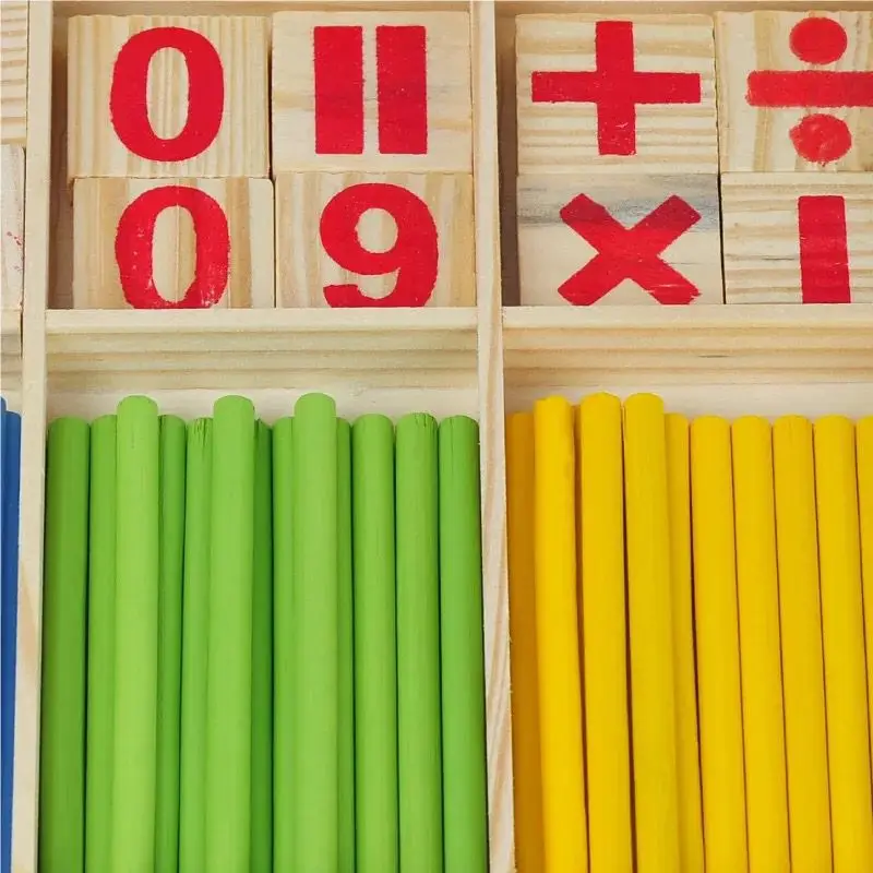 Children's math teaching aids, counting sticks, arithmetic learning box, wooden educational toys, Montessori education 3