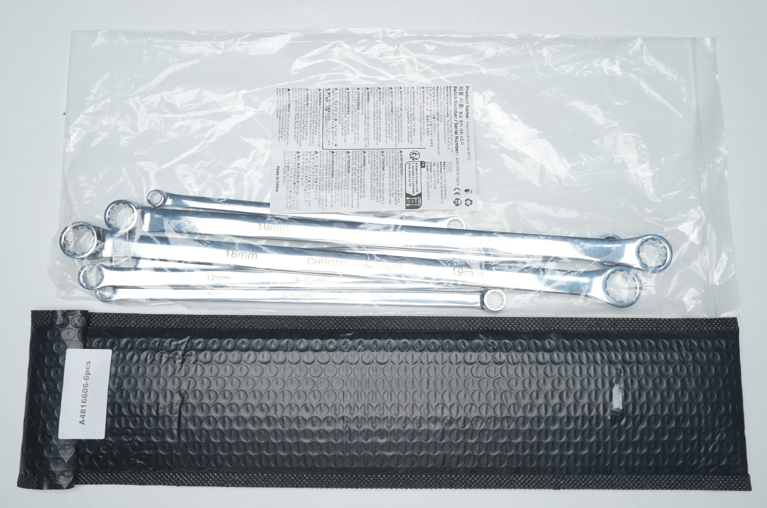 EZARC 6-teiliges extra langes Kasten-Endschlüssel-Set, metrischer Kombinationsschlüssel, CR-V-Stahl, nicht verstellbar, langlebiges Reparaturwerkzeug in Luftfahrtqualität – Detail 5