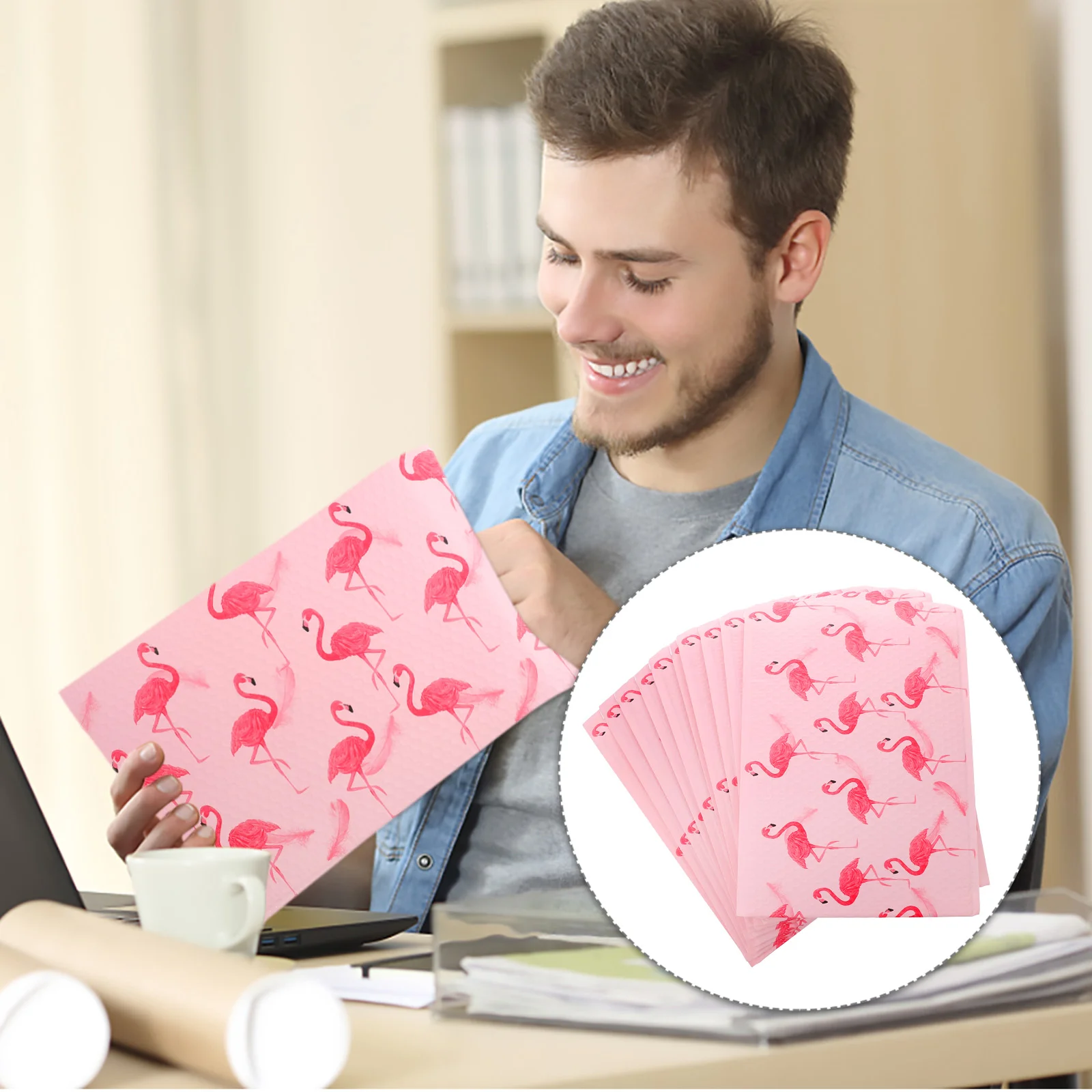 

Poly Bubble Mailers 10Pcs Bubble Mailers Logistics Express Packaging Bag Flamingo Pattern Packing Pouches Express Delivery Bags