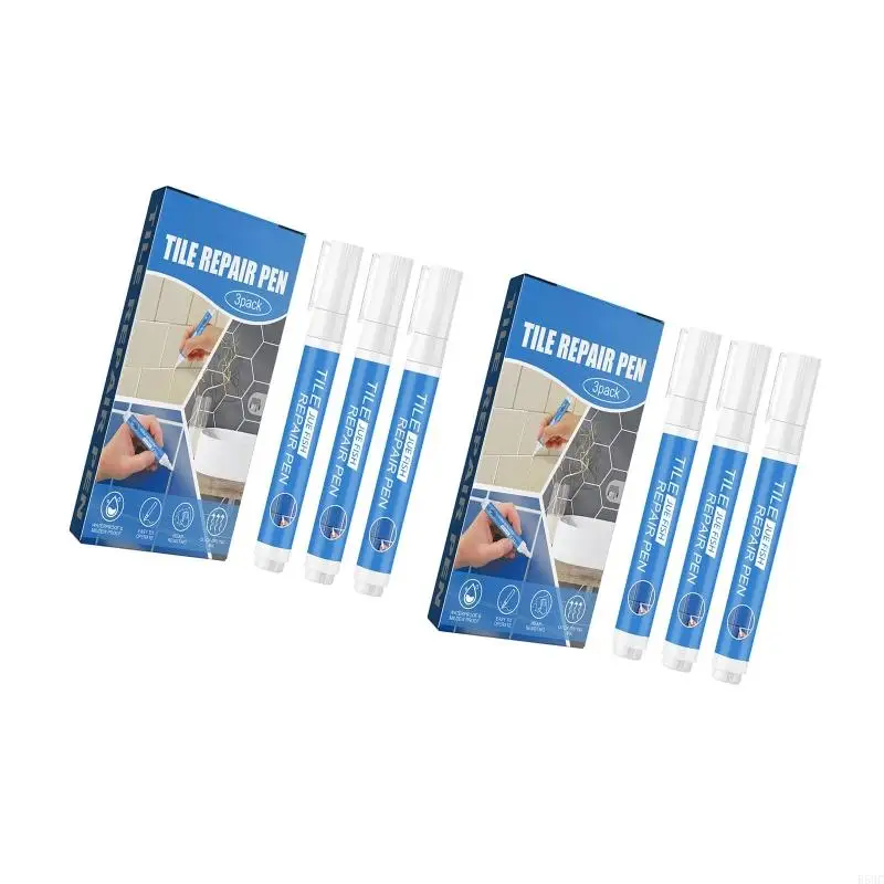 R58C 3Pcs Grout Pen White Tile Repair Marker Pen, Waterproof Tile Grout Pen