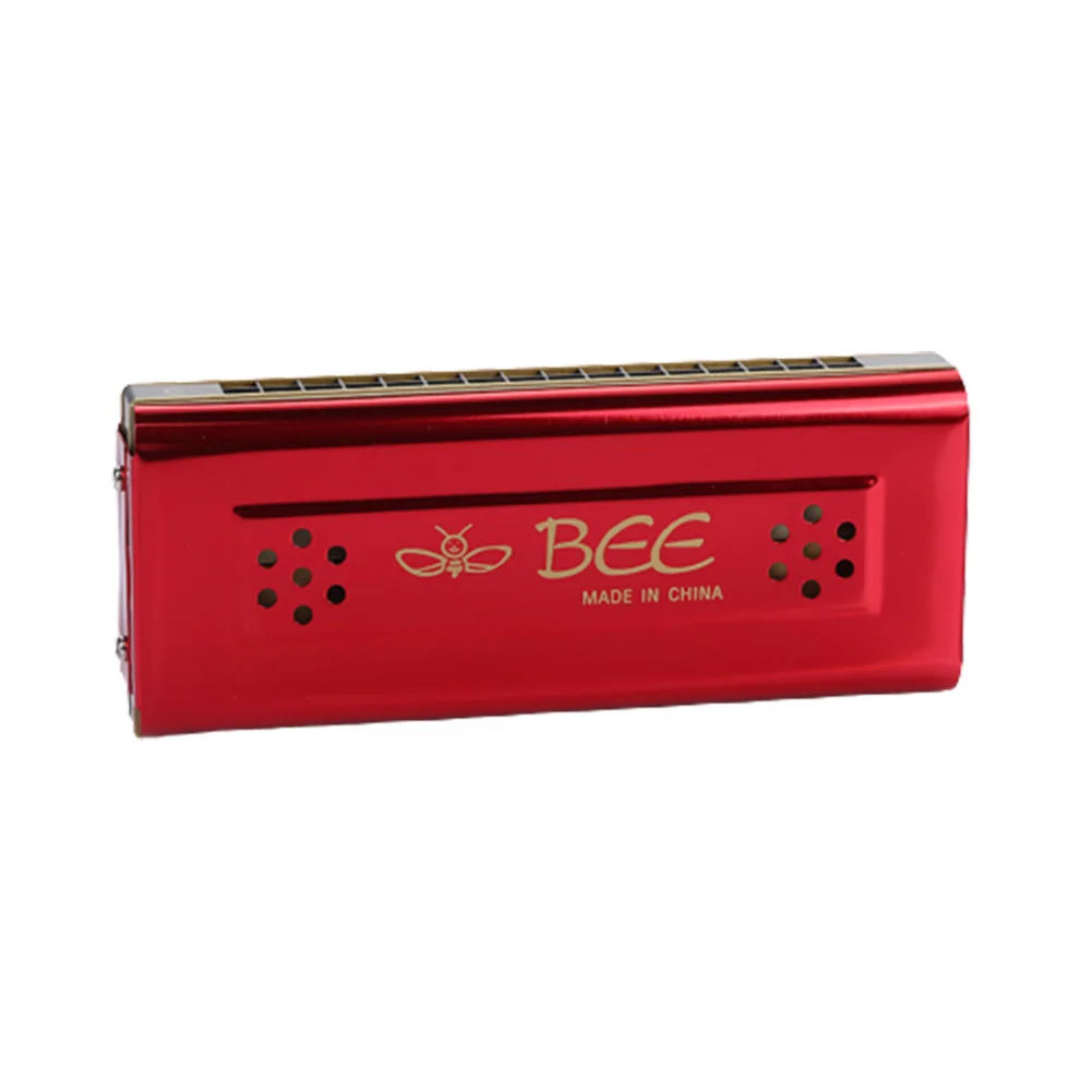 High Quality Musical Instruments Harmonica Two-tone Harmonica Metal Body 130mmx55mmx23mm 16 Holes Double-sided Tremolo