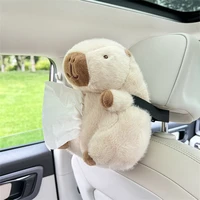 1 piece, Capibala Plush Car Tissue Box Holder, Capybara Cartoon Holder Decorative Napkin Holder, Creative and Cute Plush Decorat 2