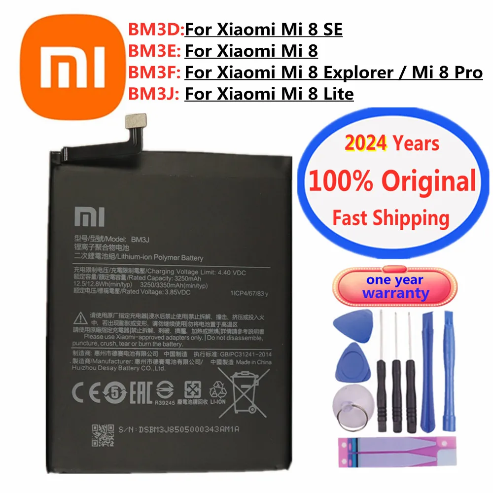 

2024 Years High Quality 100% Original Battery BM3J For Xiaomi 8 Mi 8 Lite Mi8 Lite 3350mAh Mobile Phone Battery +Tracking Number