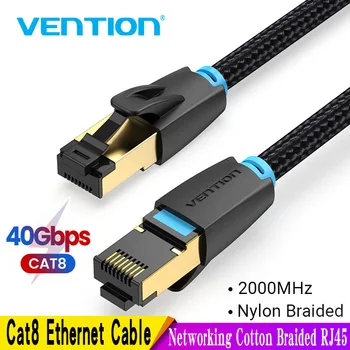 Vention CAT8 Ethernet Cable 40Gbps 2000MHz CAT 8 Networking Cotton Braided Internet Lan Cord for Laptops PS 4 Router RJ45 Cable