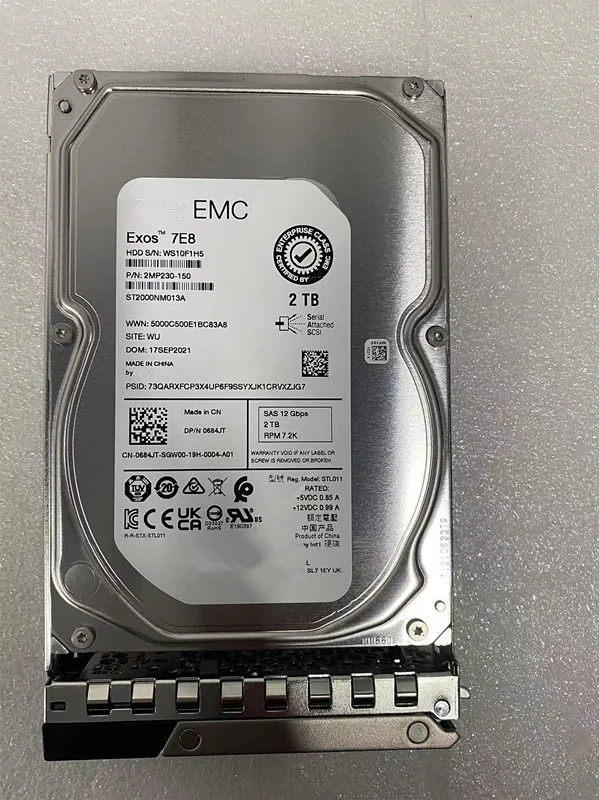 

684JT 0684JT-3,5 дюйма 2 ТБ 7,2 K 12 Гбит/с, жесткий диск HDD без caddy