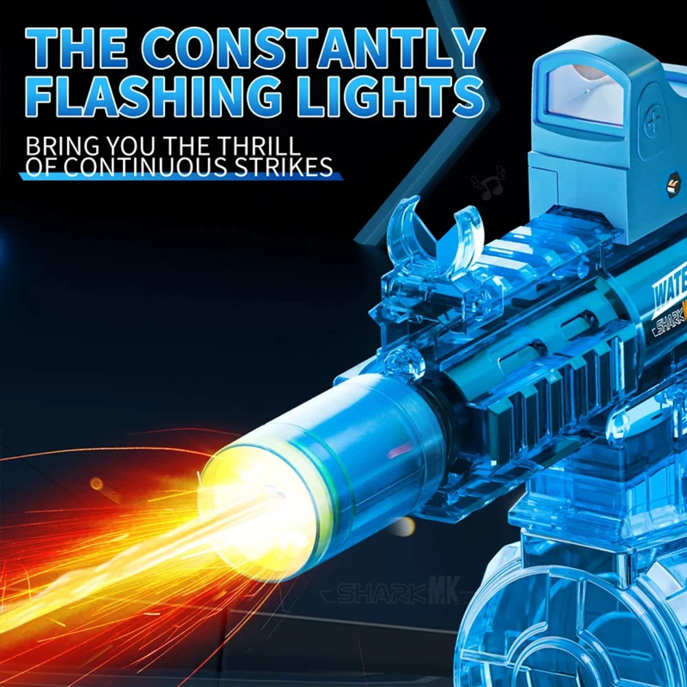 HUIQIBAO 전기 펄스 물총 시뮬레이션 불꽃 센서 라이트 완전 자동 전투 장난감 물 권총 야외 해변 장난감 성인용
