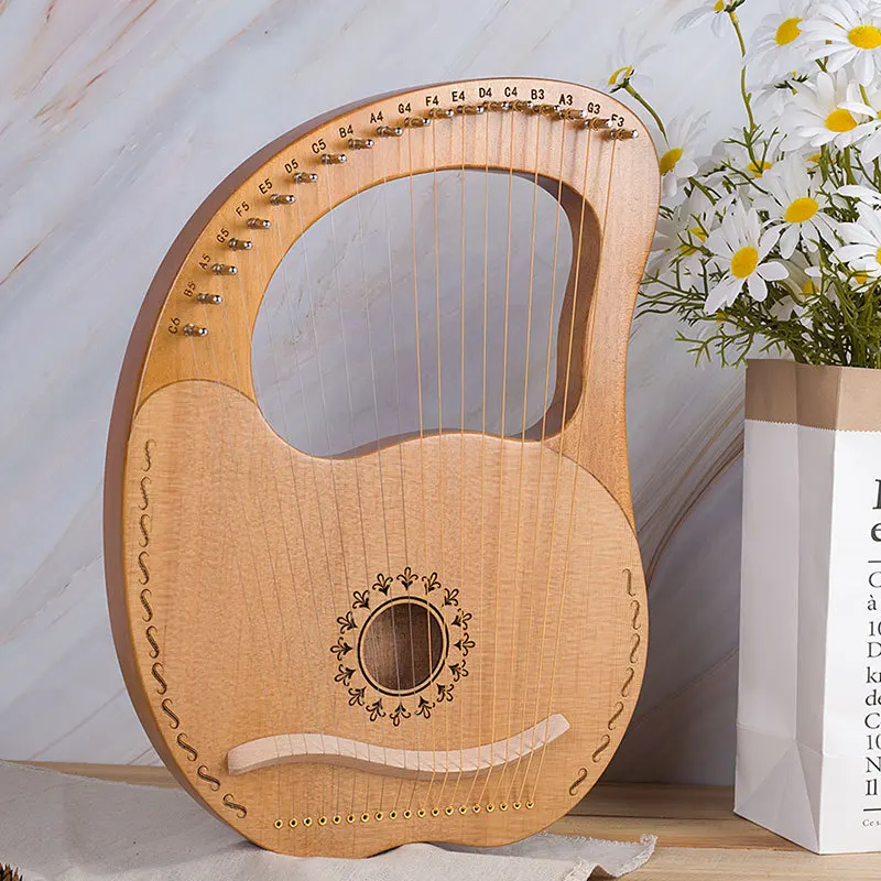 楽器、三角ハープ 木製のライアーハープ打楽器、リラ楽器、木琴、ミニチュア打楽器