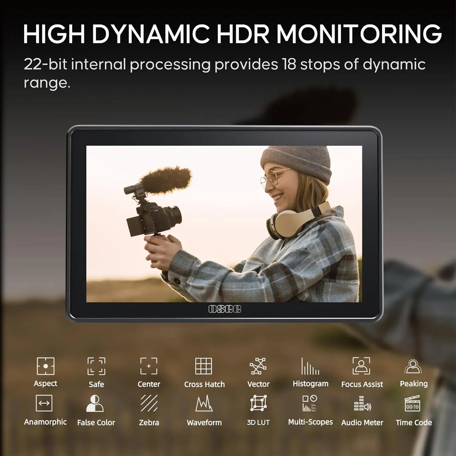 Osee G7 Pro 7 Inch Camera Control Touchscreen Field Monitor 3000Nits HDR Field Monitor Touch to Focus